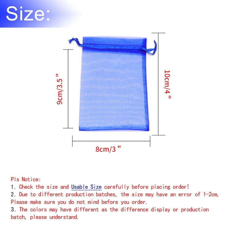 Bezall 50Pcs Organza Bags 3x4 Inches, Assorted Color Mesh Drawstring Wedding Favor Bags Jewelry Gift Christmas Candy Pouches - Image 4